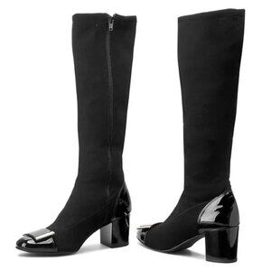 BRAND NEW, never worn black stylish suede boots size 6.5 US , 37 EU